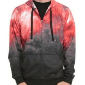 Rude Galaxy Print Full Zip Hoodie Small